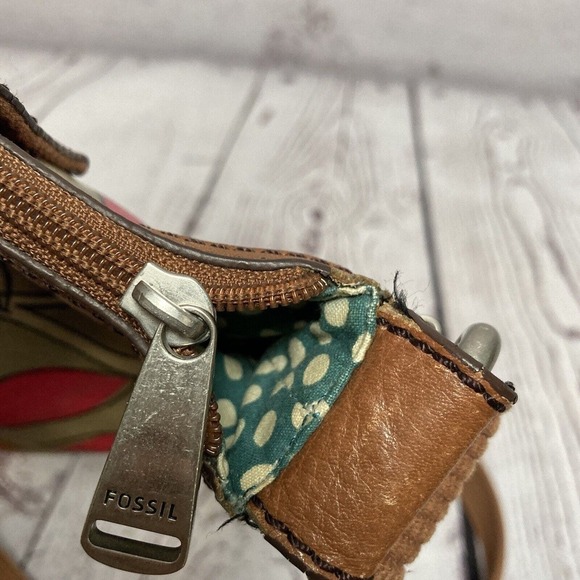 Fossil Calypso Key-Per Coated Canvas Crossbody Orange Fruit Print Multicolor - Picture 6 of 10